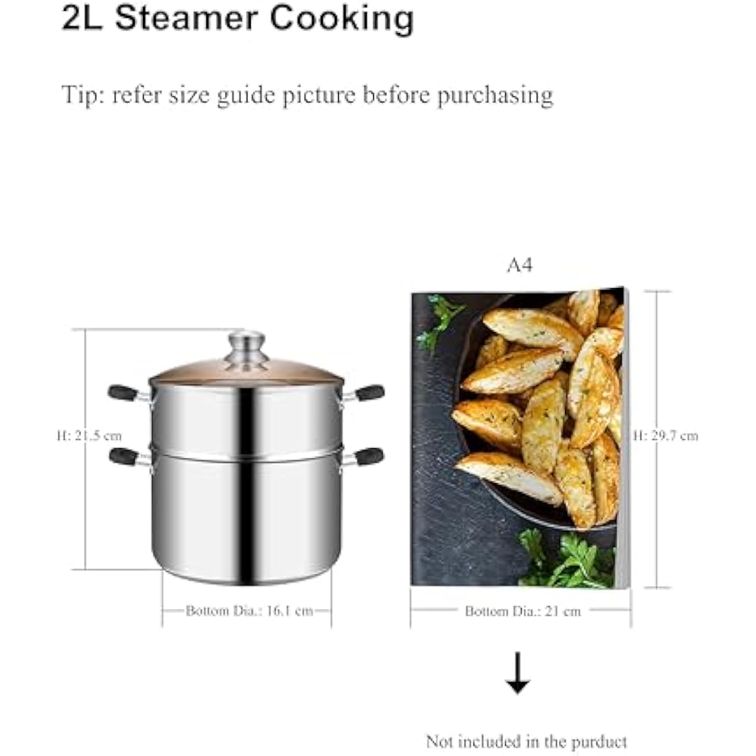 Vention 2L Stainless Steel Vegetable Steamer Pot for Induction Hob