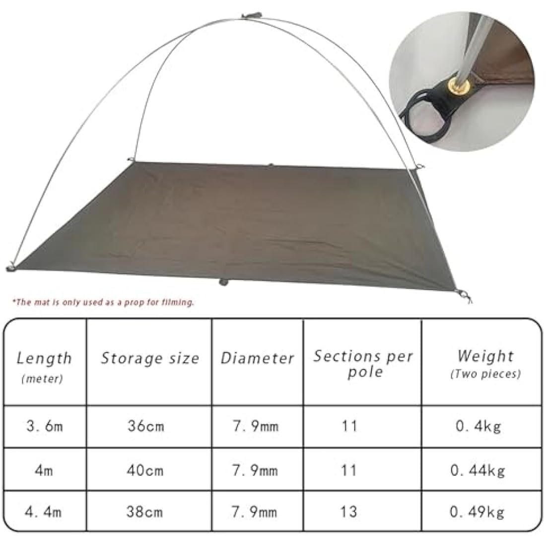Aluminum Tent Poles – 8mm Flexible Replacement Rods