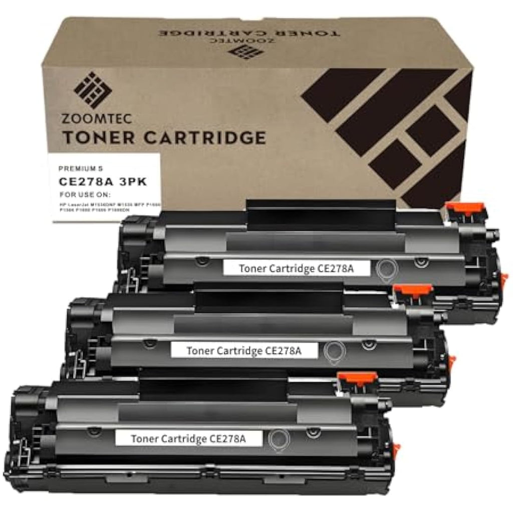 ZOOMTEC CE278A 78A Black Toner Cartridge for HP & Canon Printers, 3-Pack