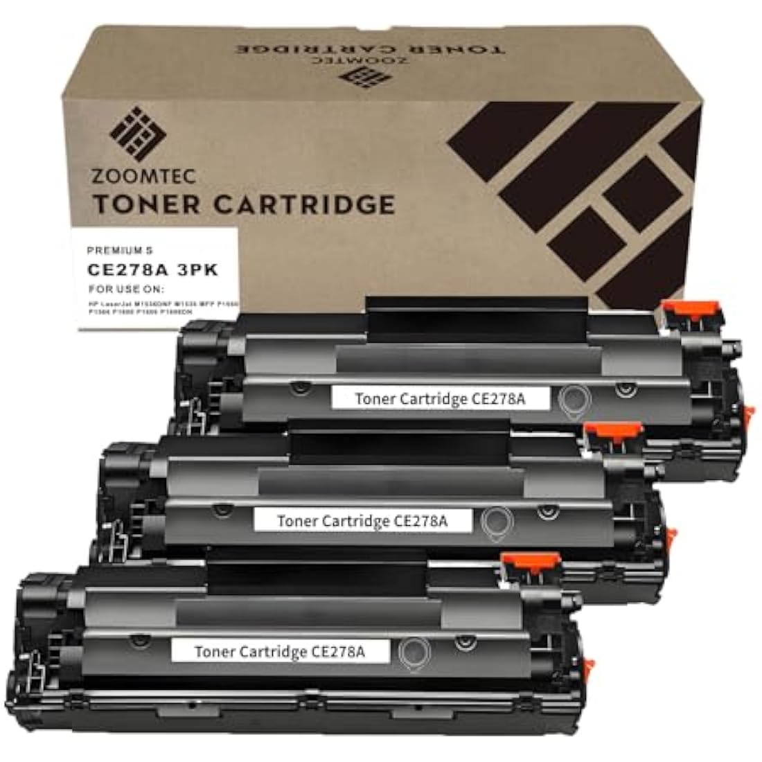 ZOOMTEC CE278A 78A Black Toner Cartridge for HP & Canon Printers, 3-Pack