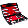 Engelhart 15" Backgammon Set – Faux Leather Travel Case with Felt Interior