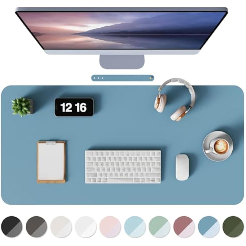 MOLMO Leather Desk Mat – Waterproof Non-Slip Office Pad, Azure (60x35cm)