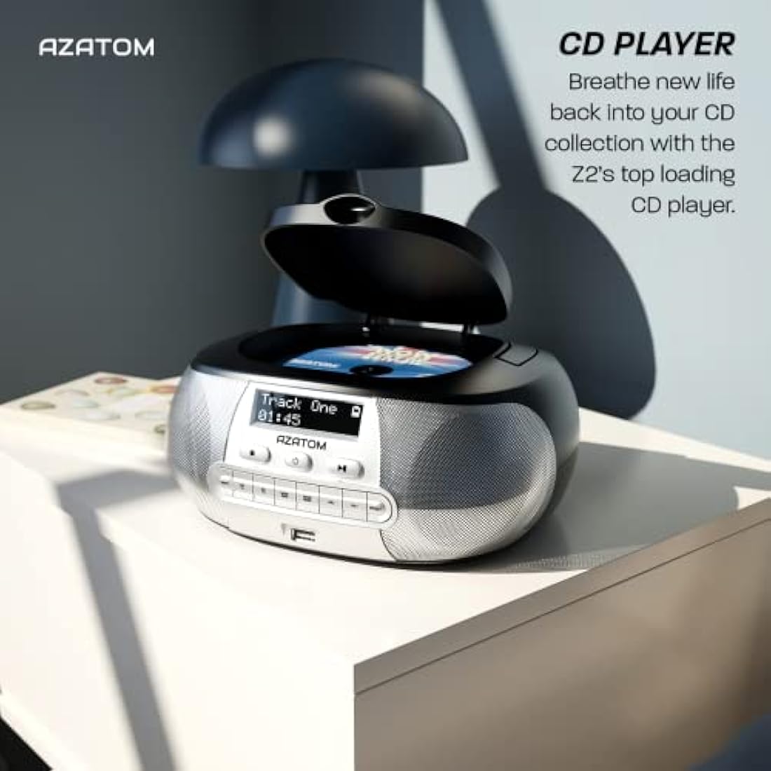 Azatom Zenith Z2 Portable CD Player | DAB/DAB+ Radio, Bluetooth & USB