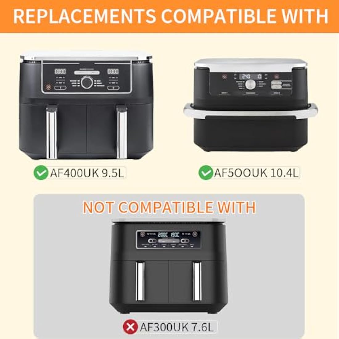 GWYXC Air Fryer Grill Pan for Ninja Foodi AF400UK AF500UK, 2 Pack