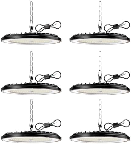 6-Pack 100W UFO LED High Bay Light, 15000LM 6000K IP65