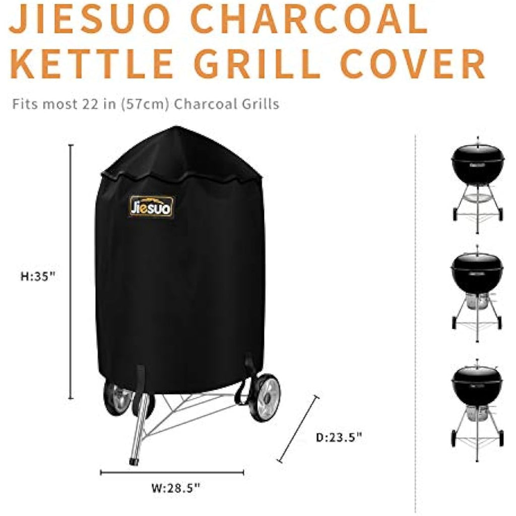 JIESUO 57cm Kettle Grill Cover – Heavy Duty Waterproof BBQ Cover