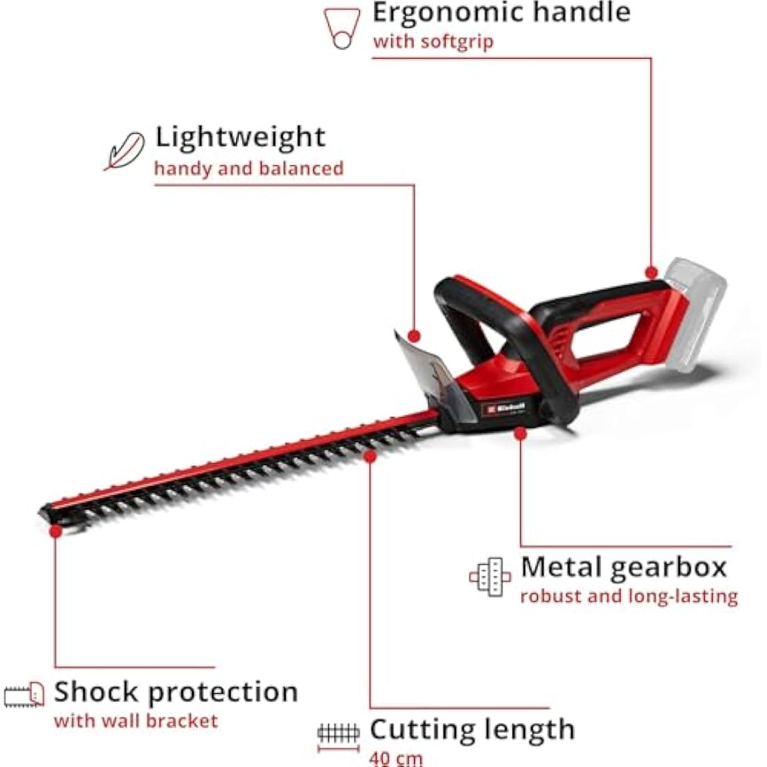 Einhell GC-CH 18/40 Li Cordless Hedge Trimmer | 40cm Blade - Solo