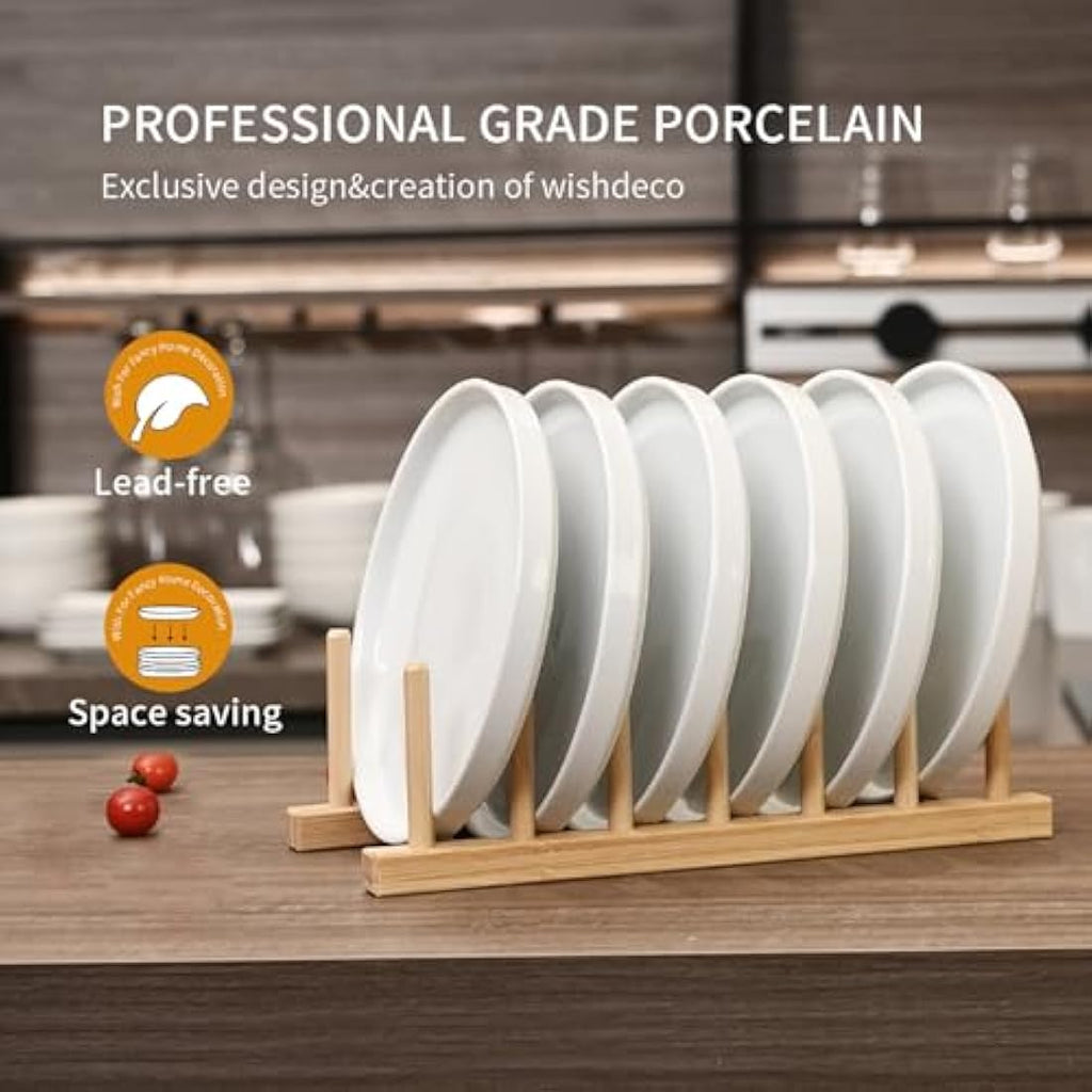WishDeco White Ceramic Side Plates - 7 Inch Dessert Plates, Set of 6