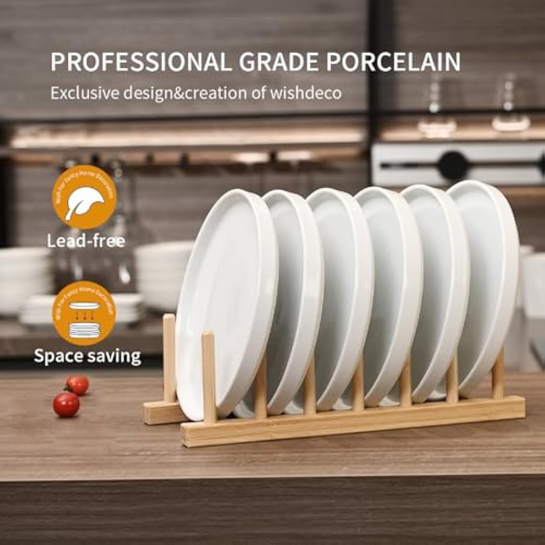 WishDeco White Ceramic Side Plates - 7 Inch Dessert Plates, Set of 6