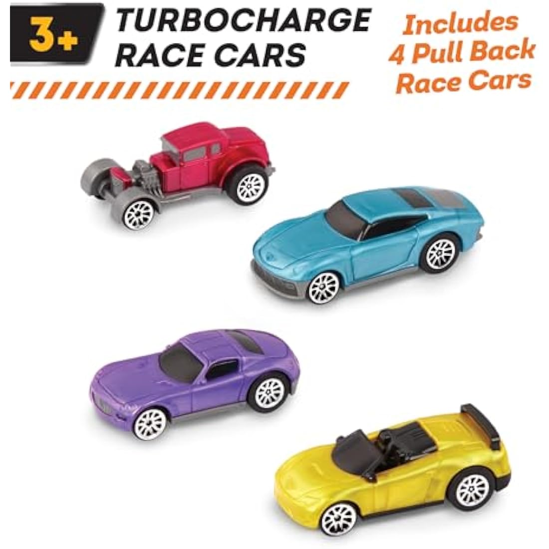 DRIVEN by Battat Pull-Back Toy Cars – 4 Pack Turbocharge Series Set
