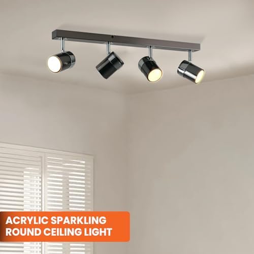 UKEW 4 Way Ceiling Spotlight – Modern Chrome Adjustable GU10 Bar