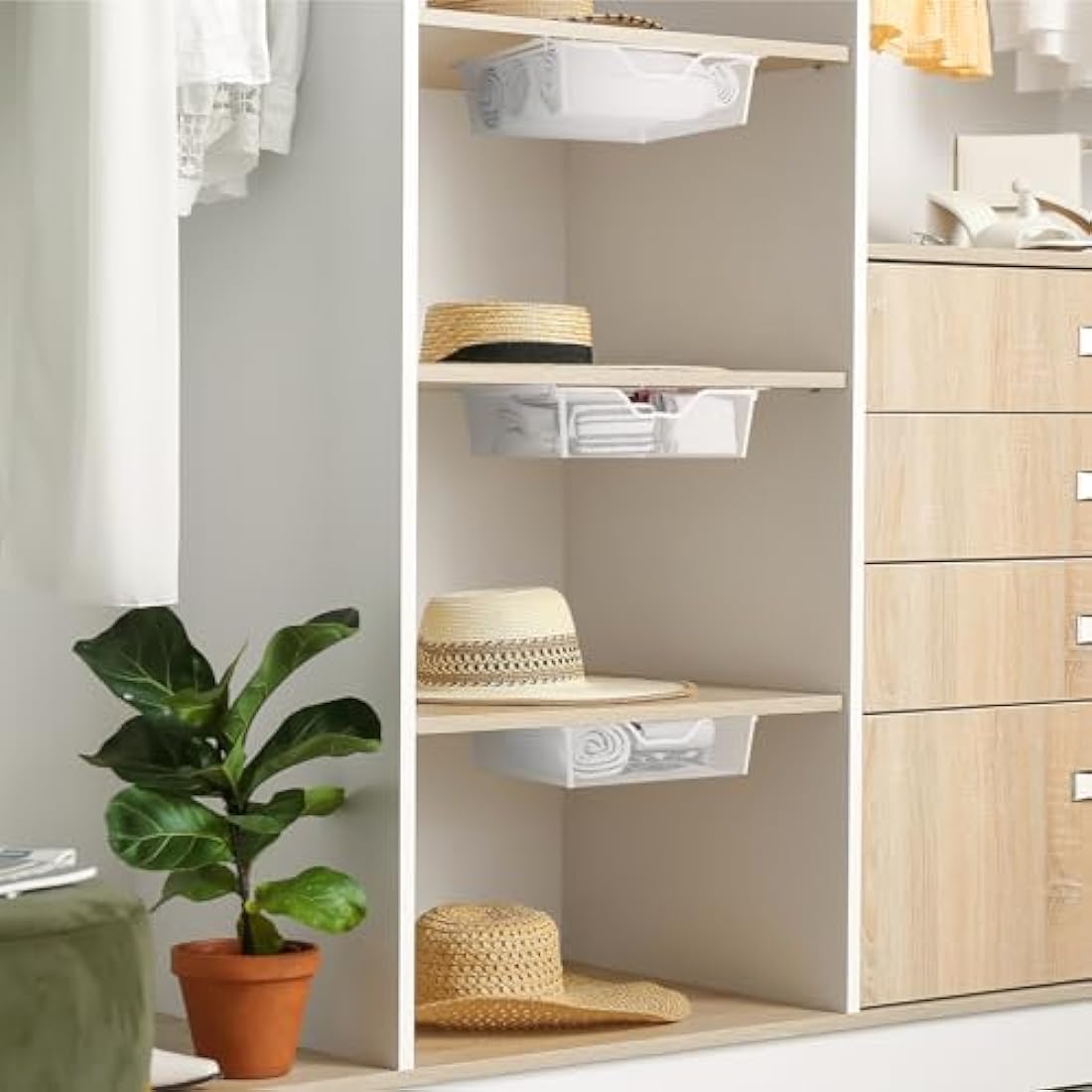 Under Shelf Pull Out Basket – 2 Pack Metal Wire Mesh Drawer