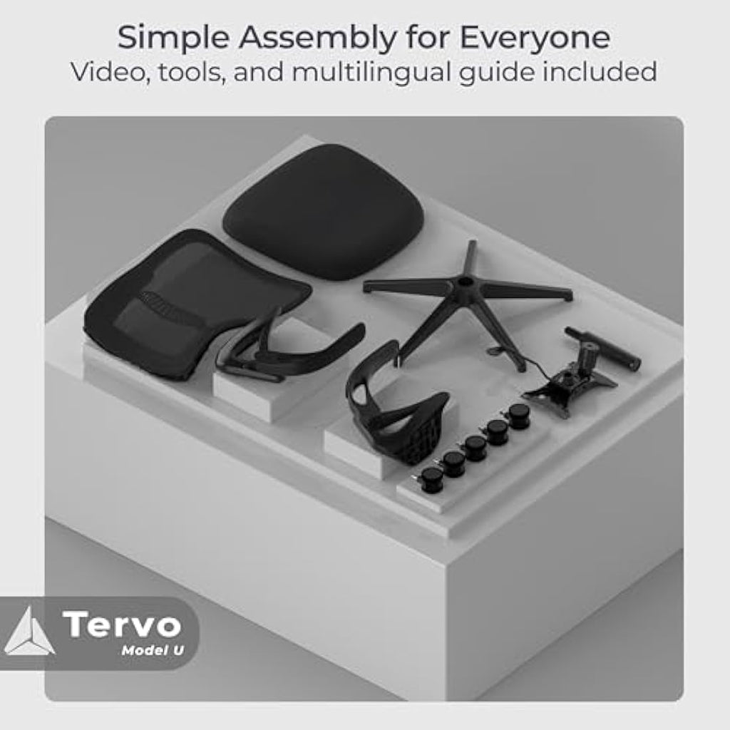 Tervo Model U – Foldable Ergonomic Mesh Office Chair with Flip-Up Arms
