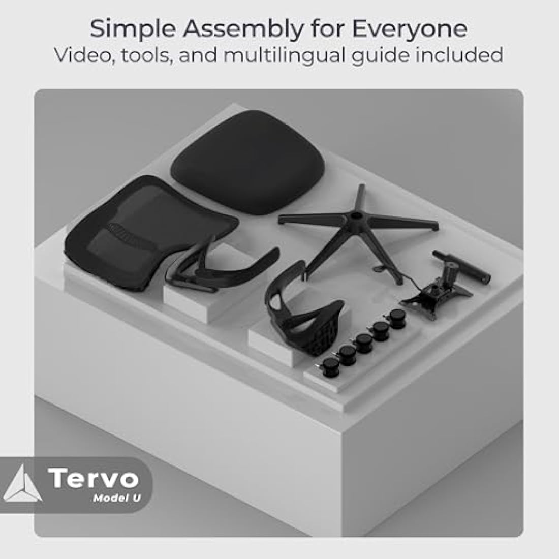 Tervo Model U – Foldable Ergonomic Mesh Office Chair with Flip-Up Arms