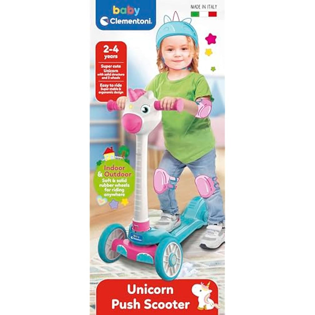 Clementoni Unicorn 3-Wheeled Toddler Scooter - Kids First Ride-On