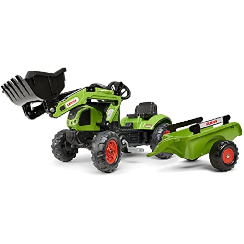 Falk Claas Pedal Ride-On Tractor with Backhoe and Trailer for Ages 2-5
