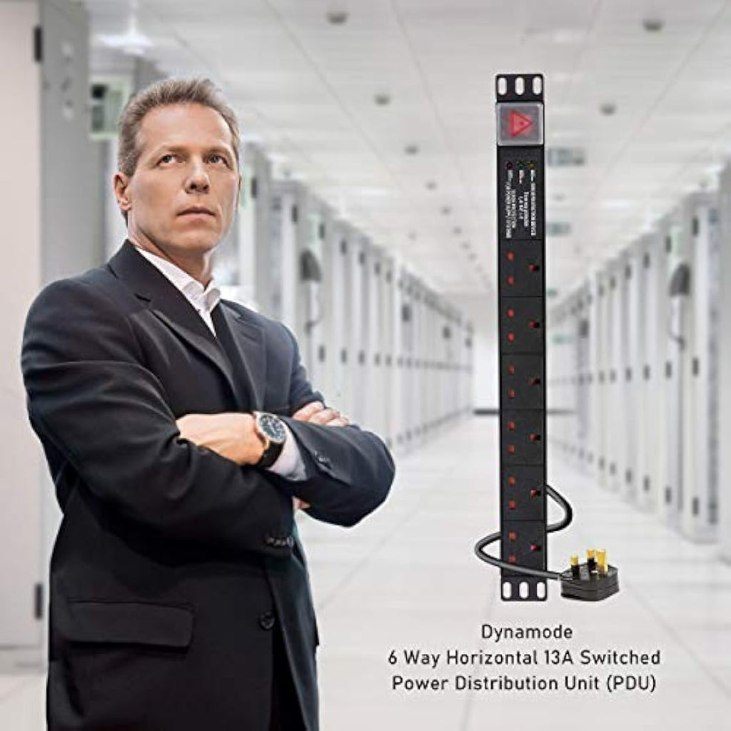 Dynamode 6-Way Rack Mount PDU – 13A Surge Protected Power Strip