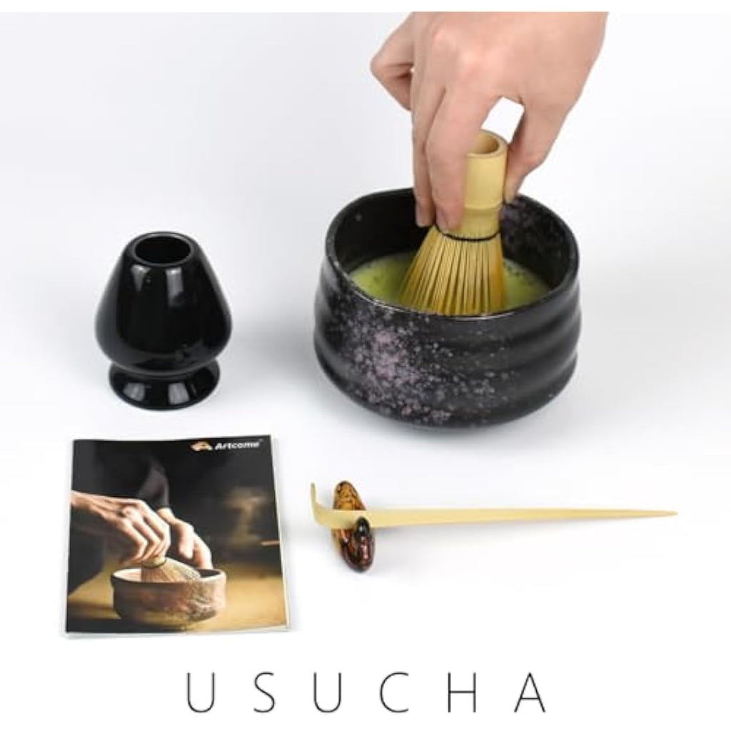Artcome Matcha Ceremony Kit – 7-Piece Bamboo Tea Set with Bowl (Black)