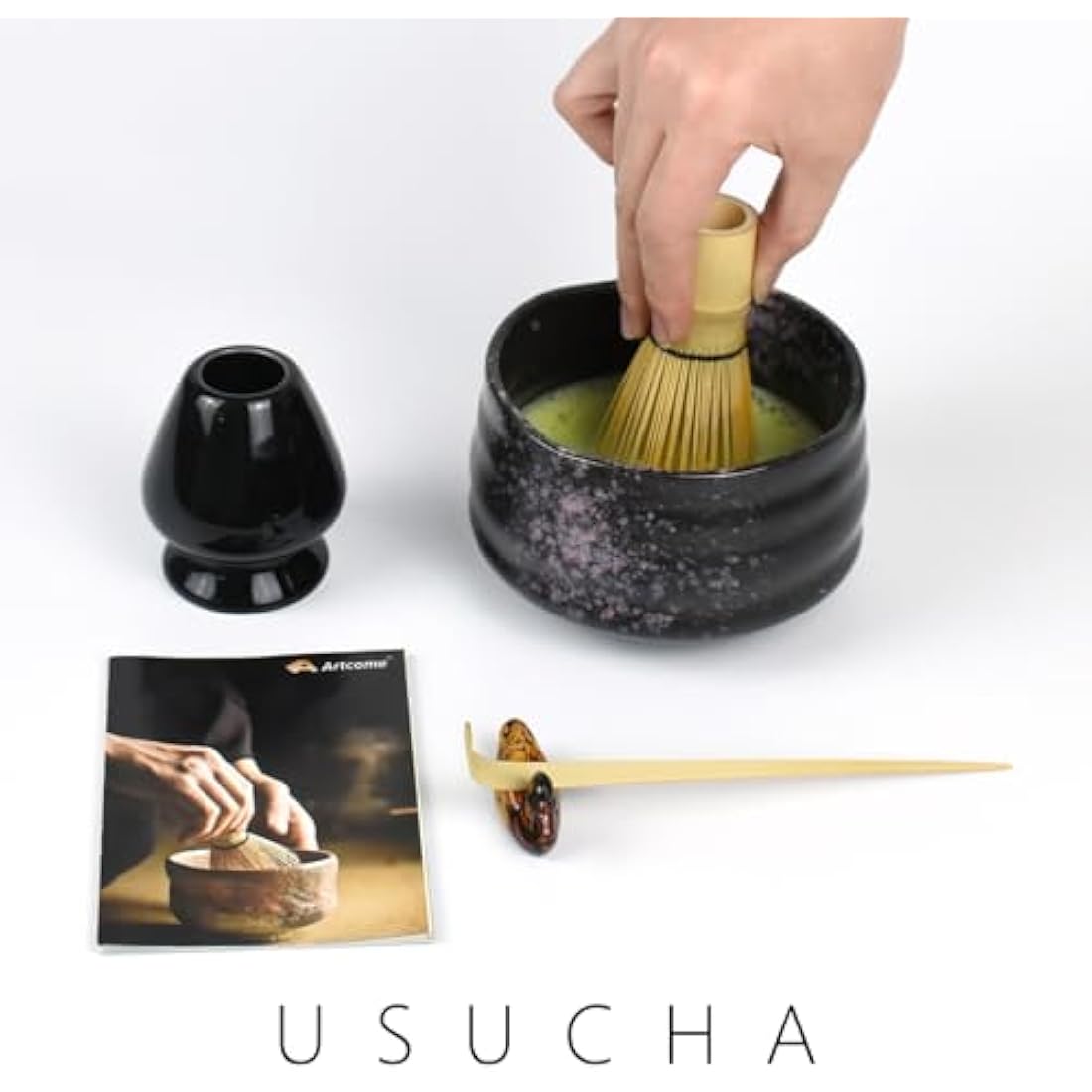 Artcome Matcha Ceremony Kit – 7-Piece Bamboo Tea Set with Bowl (Black)