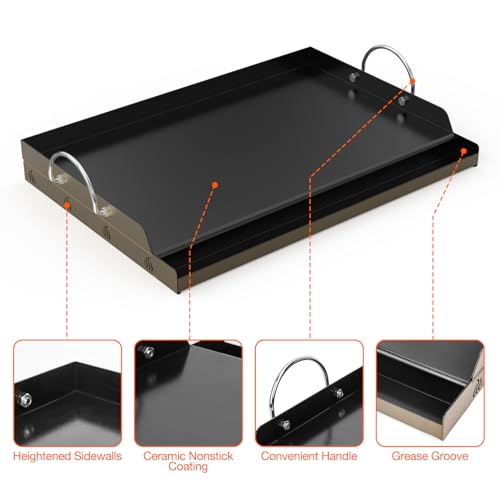Onlyfire Non-Stick Ceramic Griddle Plancha for BBQ Gas & Charcoal Grills