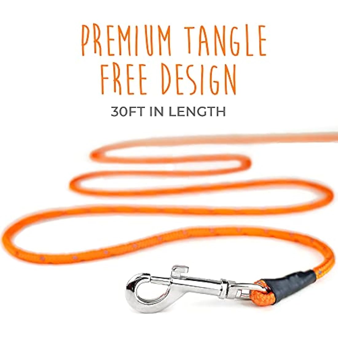 Mighty Paw 30ft Dog Training Lead – Reflective Climbers' Rope (Orange)