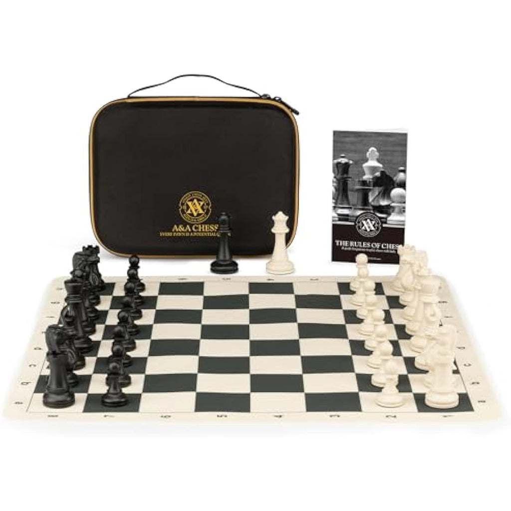 A&A Tournament Chess Set | 20" Silicone Board & Weighted Staunton Pieces