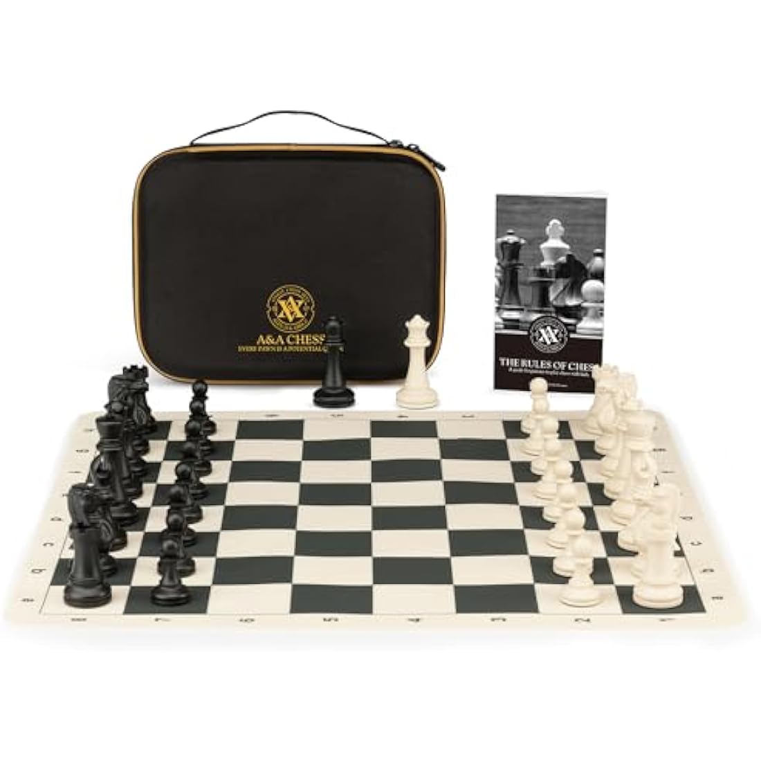 A&A Tournament Chess Set | 20" Silicone Board & Weighted Staunton Pieces