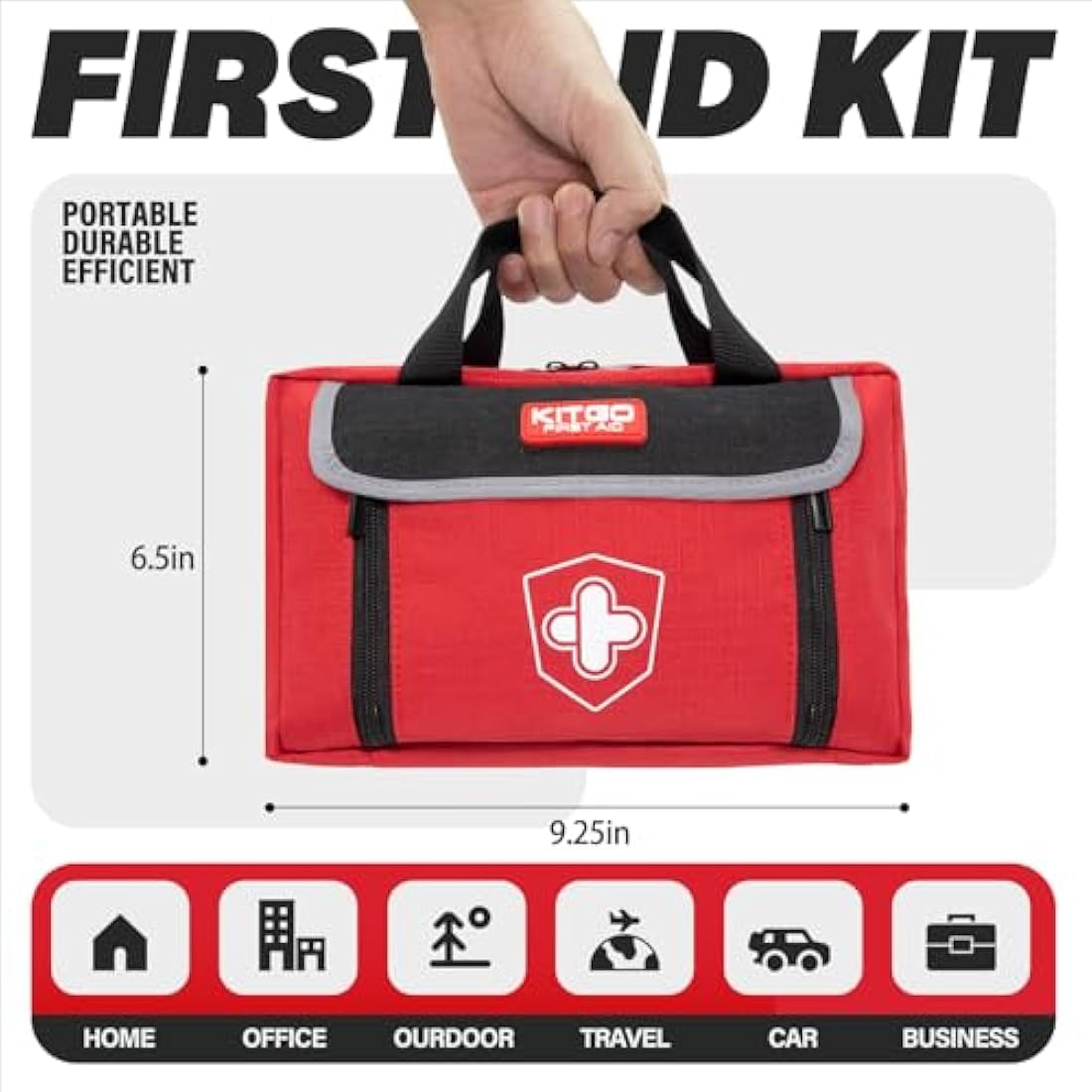 Kitgo 214 Piece First Aid Kit – Portable Emergency Survival Gear (Red)