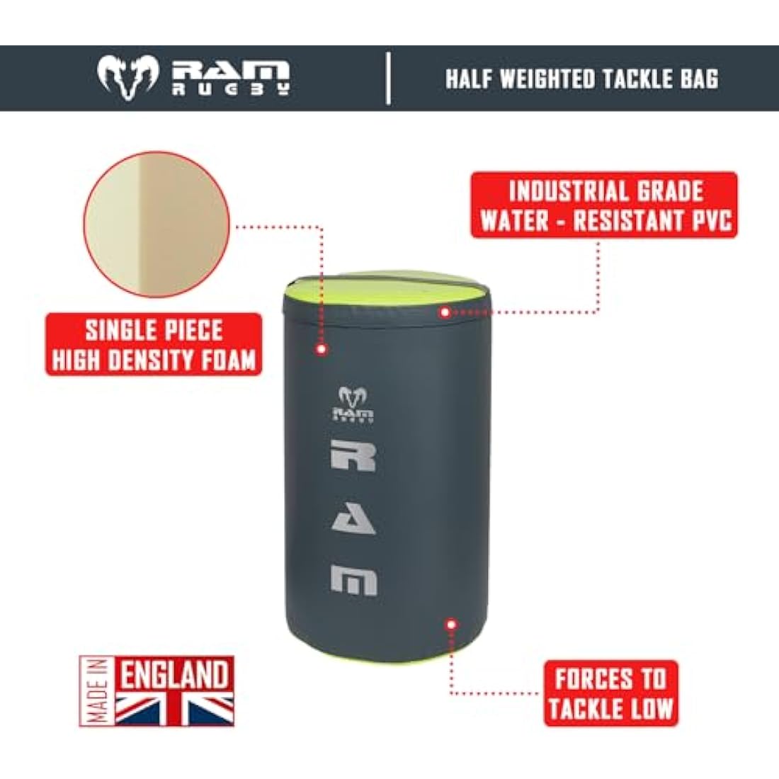 Ram Rugby Weighted Tackle Bag & Ring – Durable UK Made Training Aid