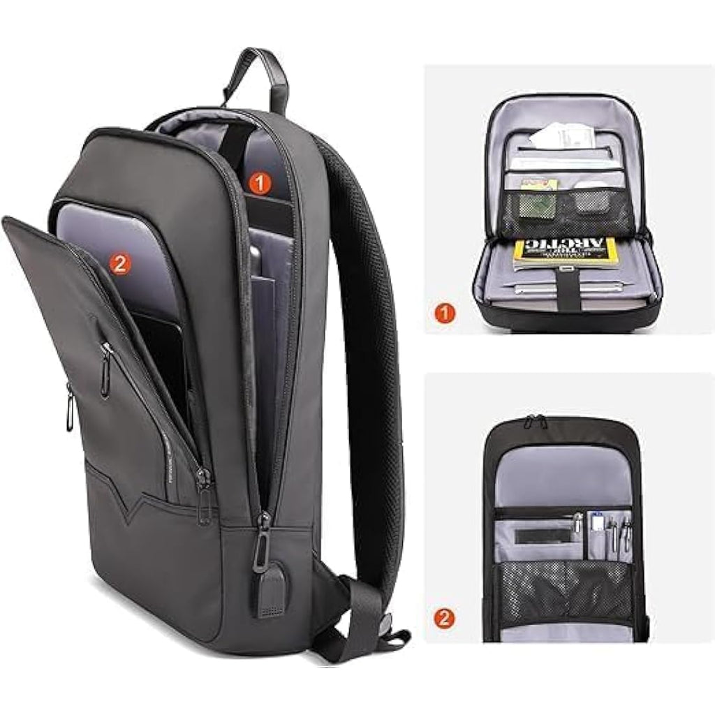 Jolof Store Slim Laptop Backpack – 15.6 Inch Waterproof USB Daypack