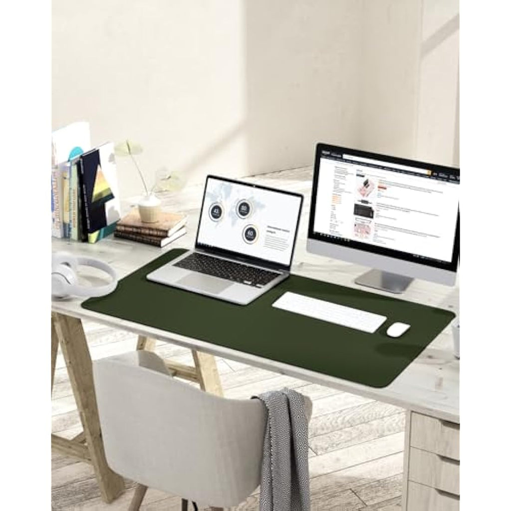 YSAGi Leather Desk Pad – Large Waterproof Mouse Mat, Pine Green (90x43cm)