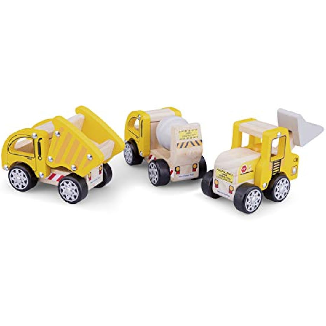 New Classic Toys Wooden Construction Vehicles Set for Toddlers – Yellow