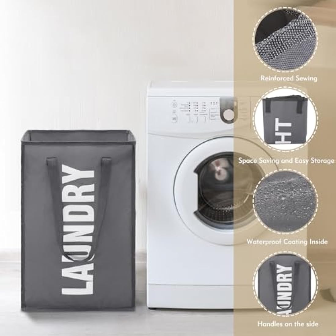 Maxsilan 50L Collapsible Laundry Basket | Foldable Oxford Storage Bin