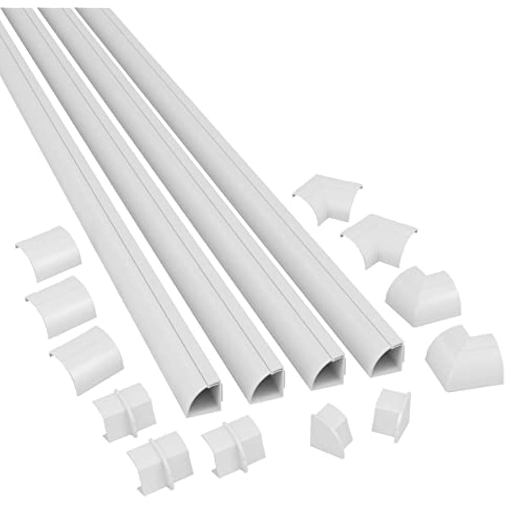 D-Line Quarter Round Cable Trunking Kit | 4m Self-Adhesive Floor Trim - White
