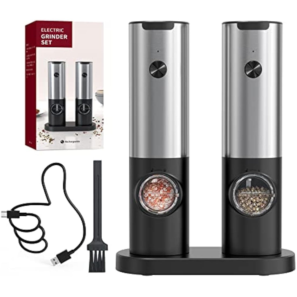 CIRCLE JOY Electric Pepper Grinder Set – USB Rechargeable Stainless Steel