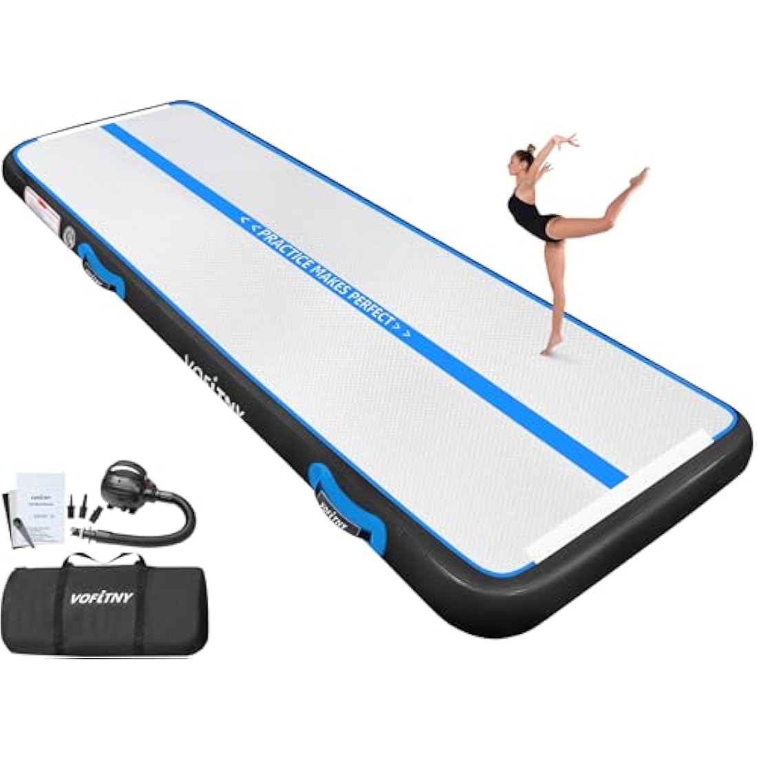 VOFiTNY Inflatable Gymnastics Air Tumble Track Mat with Electric Pump