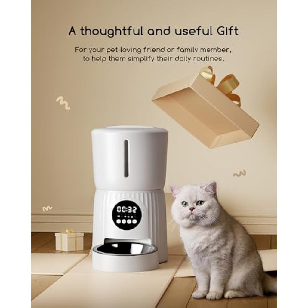 Faroro 4L Automatic Cat Feeder – 6 Meal Timer & Portion Control