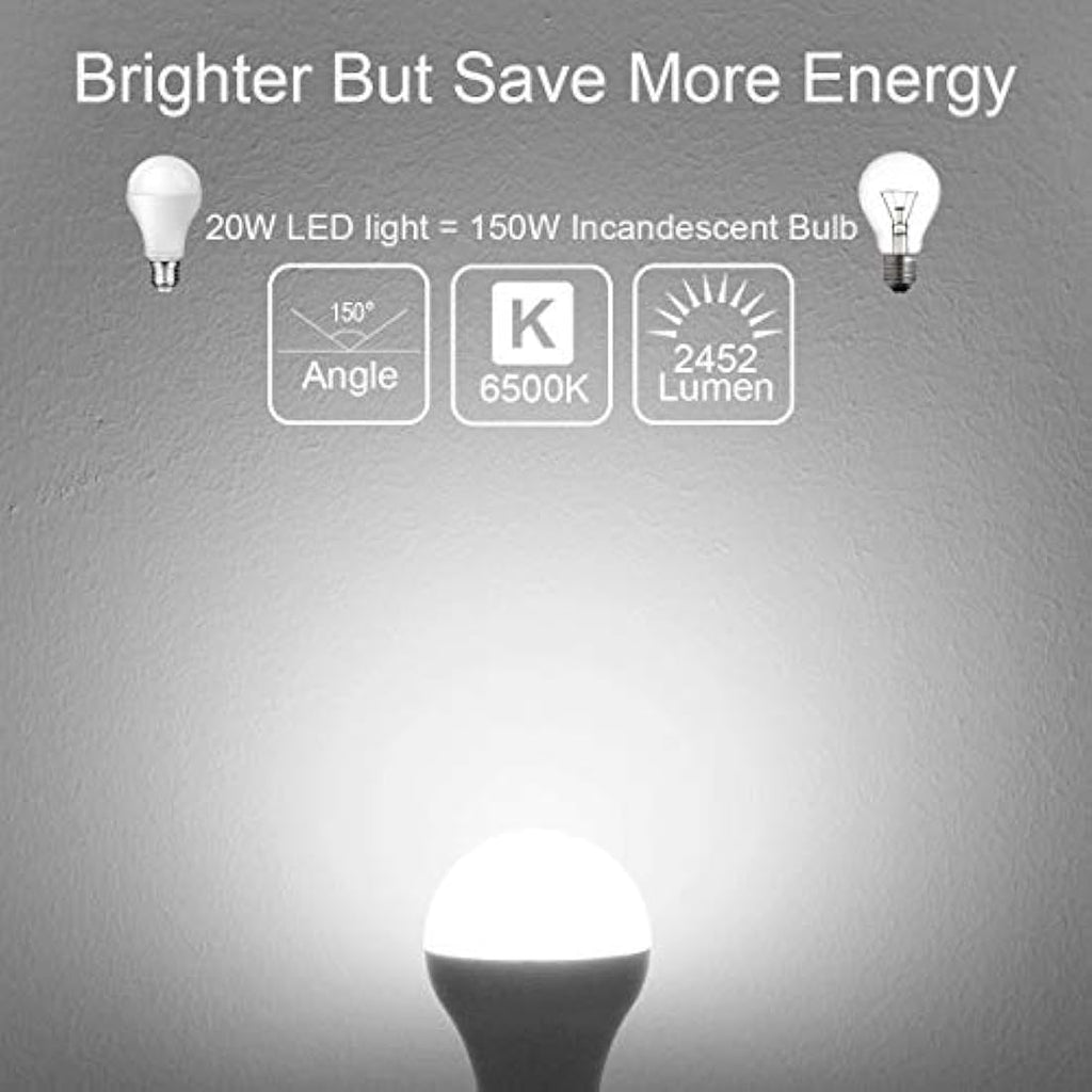 Awenia E27 LED Light Bulb 20W 2452lm Cool White 6500K A65 - 4 Pack