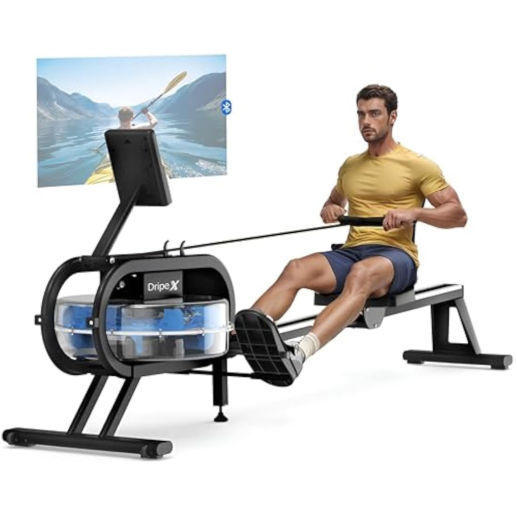 Dripex Water Rowing Machine – 6 Resistance Levels & Aluminum Slide Rail