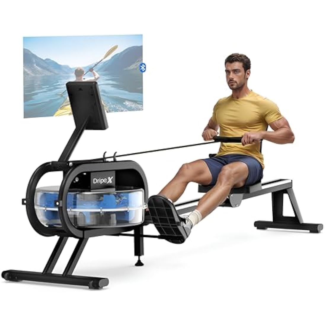 Dripex Water Rowing Machine – 6 Resistance Levels & Aluminum Slide Rail