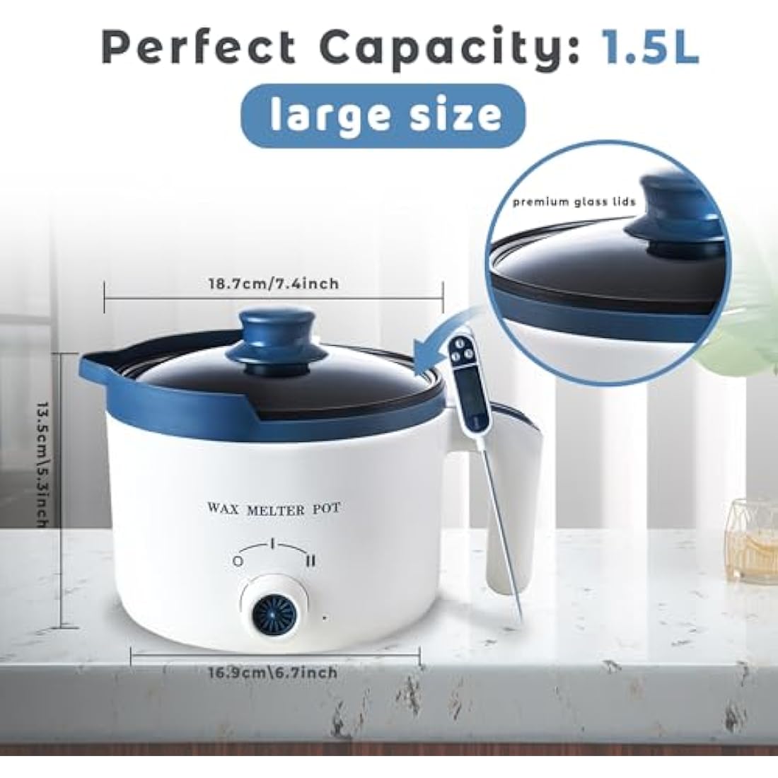 Ksedcon Electric Wax Melting Pot with Thermometer for Candle Making