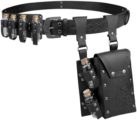Medieval Alchemy Belt with Potion Bottles – Viking Cosplay Pouch