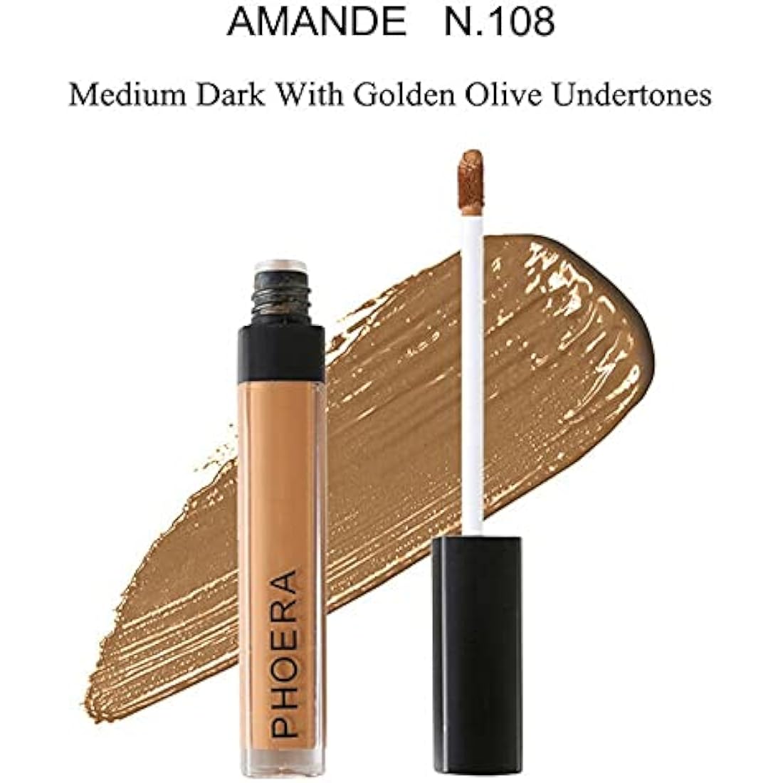 Phoera Full Coverage Matte Liquid Concealer – Waterproof & Oil-Free (108)
