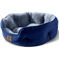 Calming Dog Bed – Round Sherpa Pet Bed, Washable, Blue, 25"