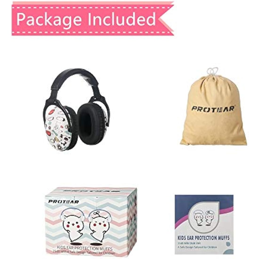 PROTEAR Kids Ear Defenders – 28dB Noise Cancelling Earmuffs (Panda)