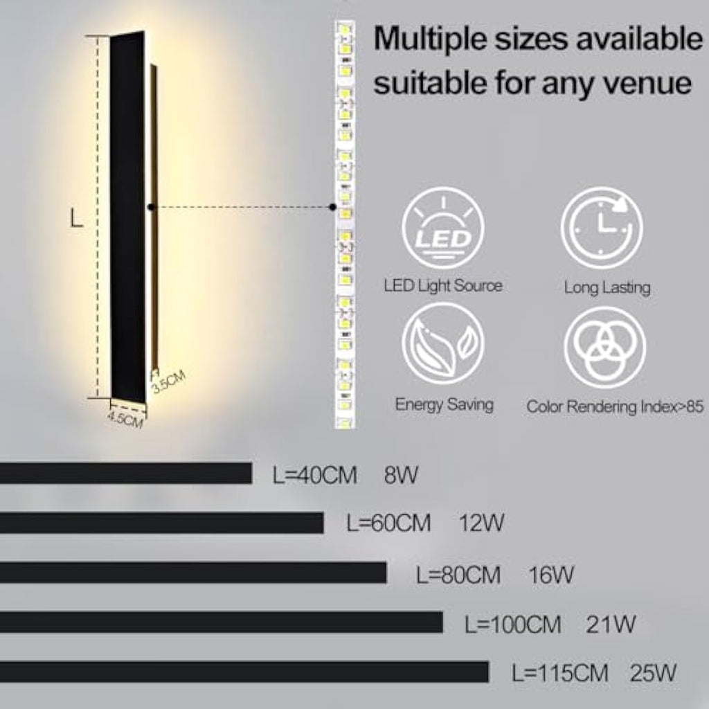 ZTWLEED 115CM LED Outdoor Wall Light – IP65 Waterproof 4000K Metal Sconce