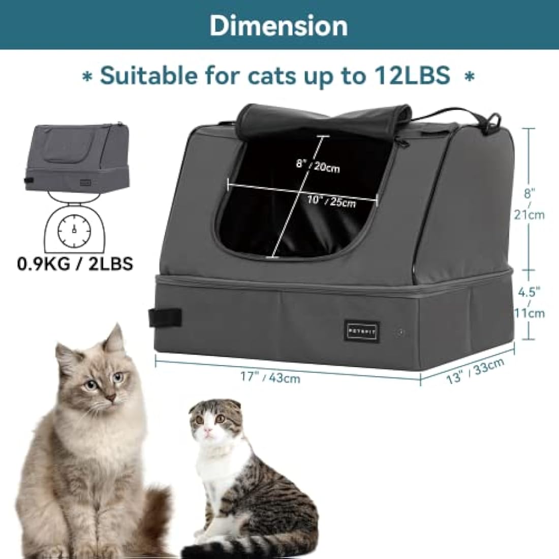 PETSFIT Portable Cat Litter Box – Leak-Proof Washable Travel Litter Box
