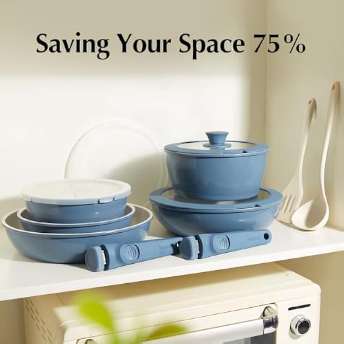 Redchef 16-Piece Ceramic Cookware Set | Nonstick Pots and Pans – Blue