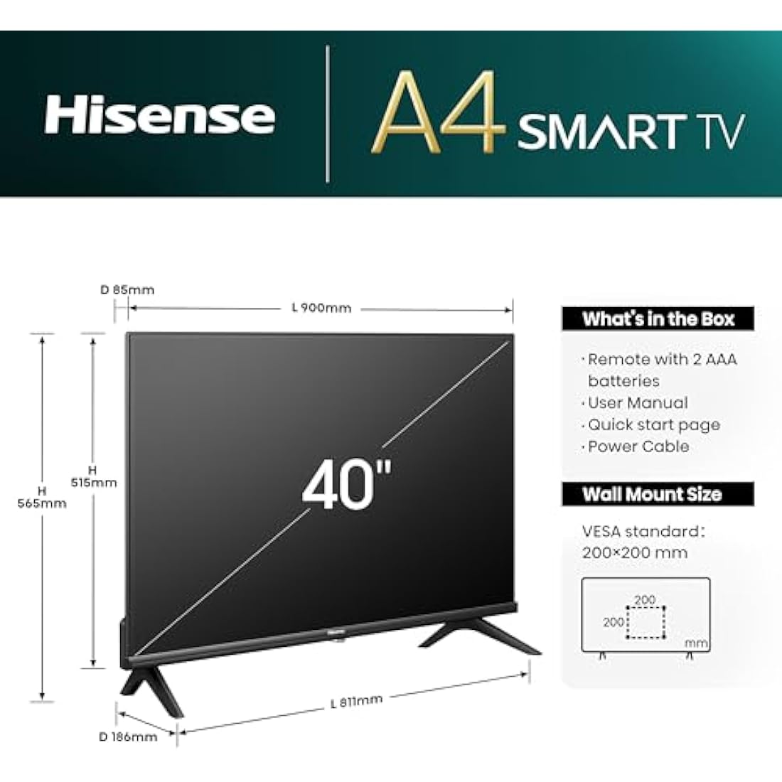 Hisense 40 Inch Full HD Smart TV – VIDAA OS & AI Sports Mode (2024)