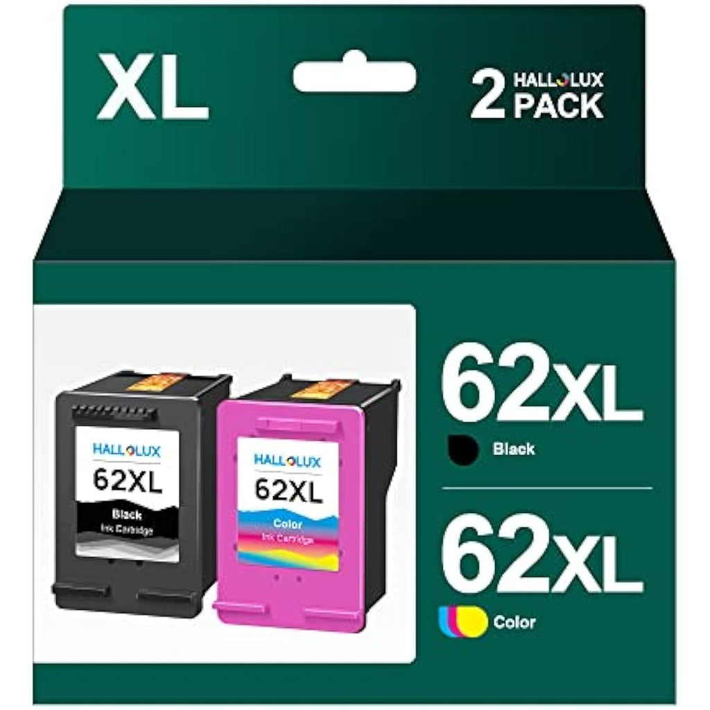 HALLOLUX 62XL High Yield Ink Cartridges for HP Envy & OfficeJet (2-Pack)